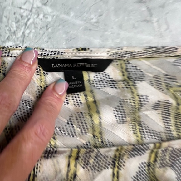 Banana Republic Yellow Striped Leopard Print Kimono Top Size Large - Picture 8 of 8